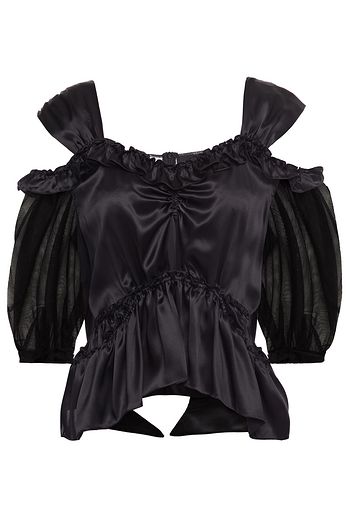 SIMONE ROCHA Cold-shoulder ruffled tulle and silk-satin top