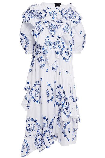 SIMONE ROCHA Ruffled embroidered cotton-poplin midi dress