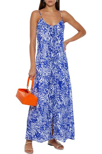 WALTER BAKER Mackenzie pintucked printed chiffon maxi slip dress