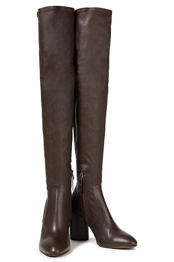BRUNELLO CUCINELLI Bead-embellished leather over-the-knee boots