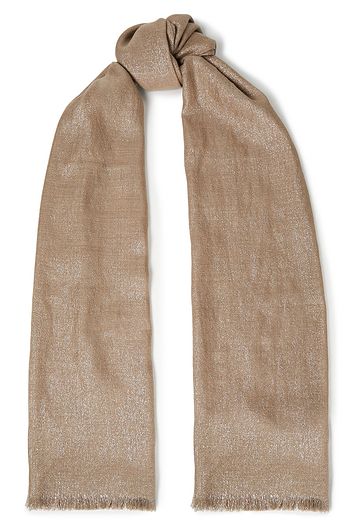 BRUNELLO CUCINELLI Frayed metallic cashmere-gauze scarf