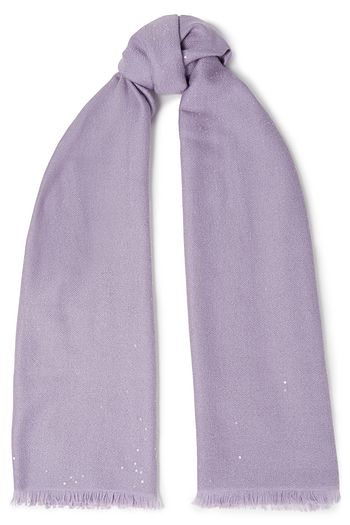 BRUNELLO CUCINELLI Frayed sequined cashmere and silk-blend scarf
