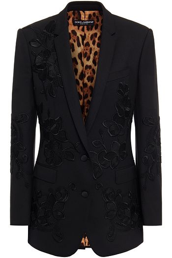 DOLCE & GABBANA Blazer aus Crêpe aus einer Wollmischung mit Stickereien