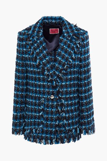 KATE SPADE NEW YORK Frayed metallic cotton-blend tweed blazer