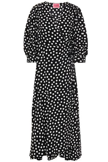 KATE SPADE NEW YORK Gathered printed wool-crepe midi wrap dress