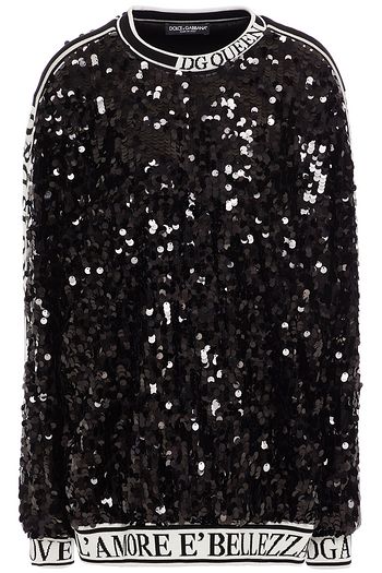 DOLCE & GABBANA Sweatshirt aus Stretch-Tüll mit Pailletten