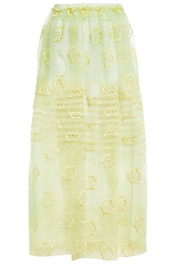 SIMONE ROCHA Embroidered ruffle-trimmed organza midi skirt