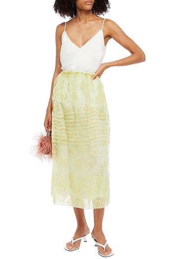 SIMONE ROCHA Embroidered ruffle-trimmed organza midi skirt