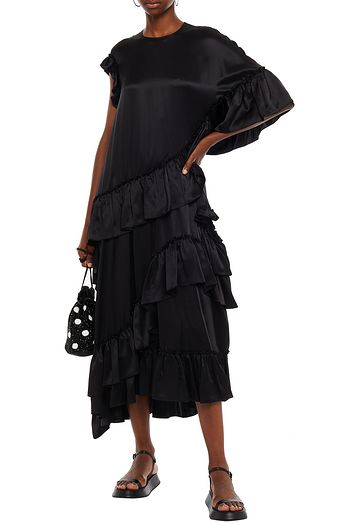 SIMONE ROCHA Ruffled draped silk-satin midi dress