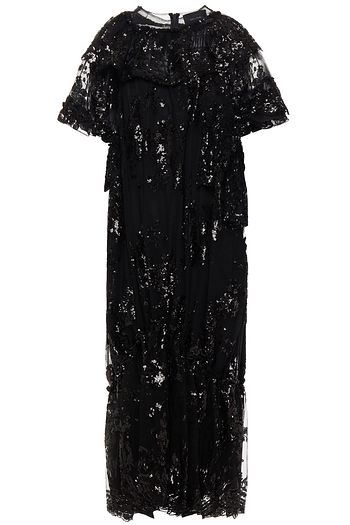 SIMONE ROCHA Embellished gathered sequined tulle midi dress