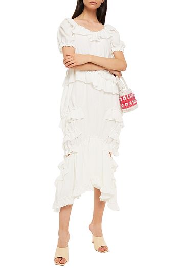 SIMONE ROCHA Embroidered ruffled georgette midi dress