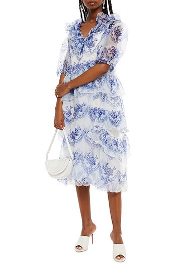 SIMONE ROCHA Gathered printed organza midi dress