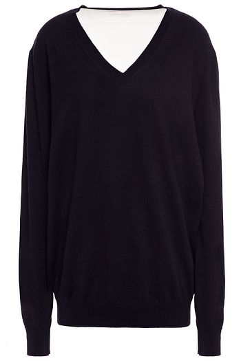 SEE BY CHLOÉ Crepe de chine-paneled cotton, wool and silk-blend sweater