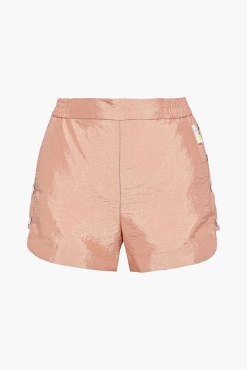 TIBI Snap-detailed crinkled-shell shorts