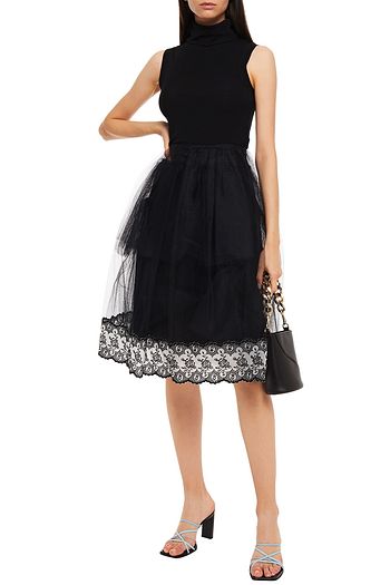 SIMONE ROCHA Embroidered gathered tulle midi skirt