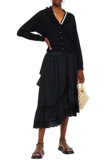SIMONE ROCHA Ruffled cutout cotton-poplin midi skirt