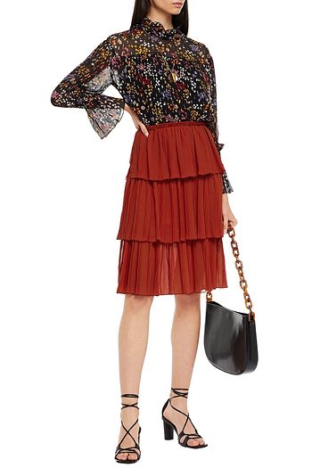 SEE BY CHLOÉ Tiered plissé-chiffon skirt