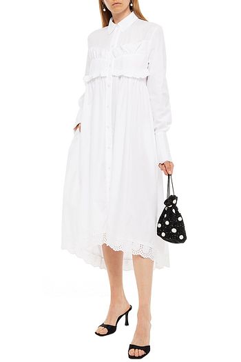 SIMONE ROCHA Broderie anglaise-trimmed ruffled cotton-poplin dress