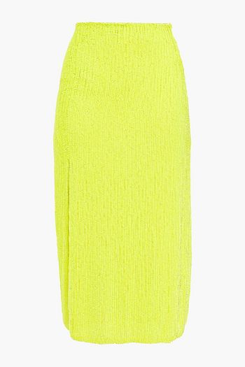 RETROFÊTE Neon sequined woven midi skirt