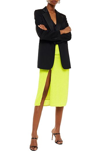 RETROFÊTE Neon sequined woven midi skirt