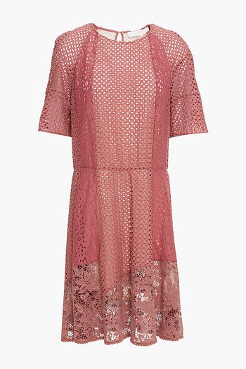 SEE BY CHLOÉ Broderie anglaise-paneled cotton guipure lace dress