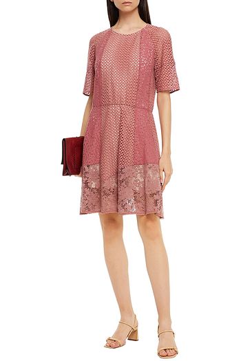 SEE BY CHLOÉ Broderie anglaise-paneled cotton guipure lace dress
