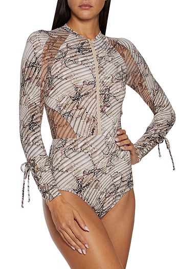 JETS AUSTRALIA BY JESSIKA ALLEN Awakening mesh-paneled snake-print rash guard