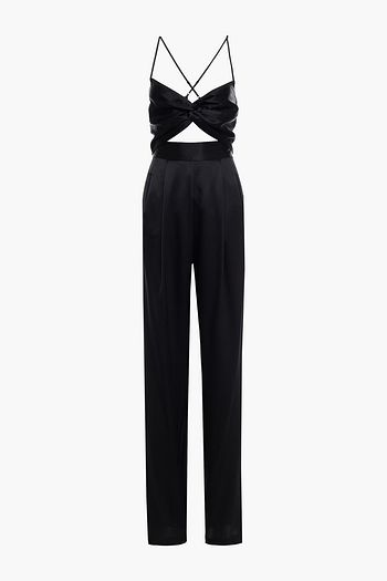 MICHELLE MASON Cutout draped silk-charmeuse jumpsuit