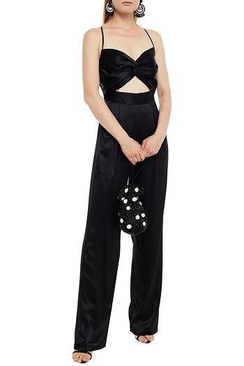 MICHELLE MASON Cutout draped silk-charmeuse jumpsuit