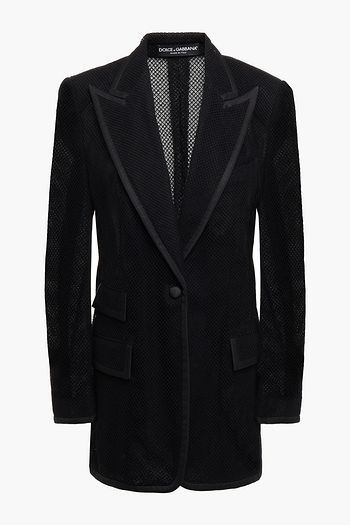 DOLCE & GABBANA Blazer aus einer gehäkelten Baumwollmischung mit Ripsbandbesatz