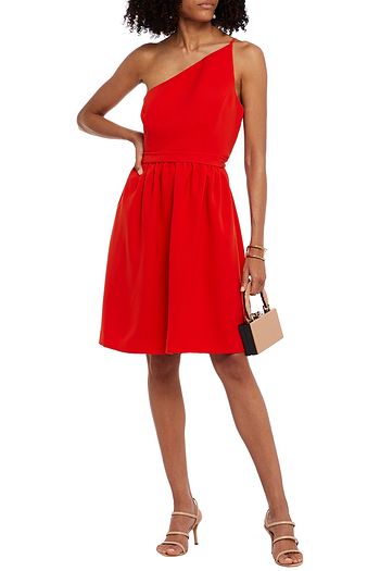 HALSTON Miley one-shoulder belted crepe dress