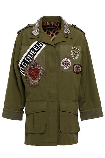 DOLCE & GABBANA Field Jacket aus Baumwoll-Canvas mit Verzierung
