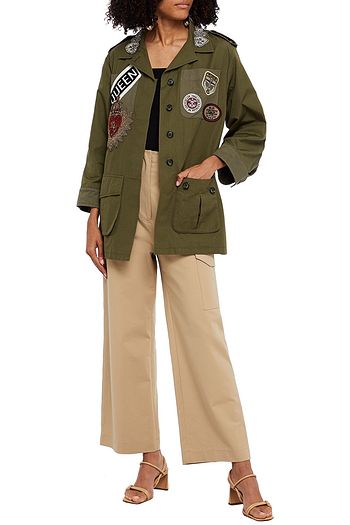 DOLCE & GABBANA Field Jacket aus Baumwoll-Canvas mit Verzierung