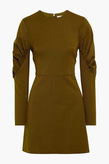 TIBI Gathered twill mini dress
