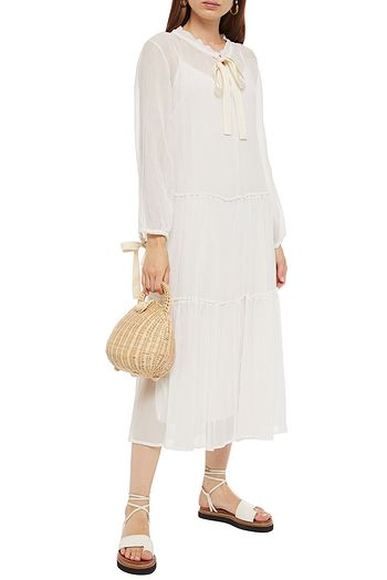 SEE BY CHLOÉ Tiered gathered cotton and silk-blend crepon midi dress