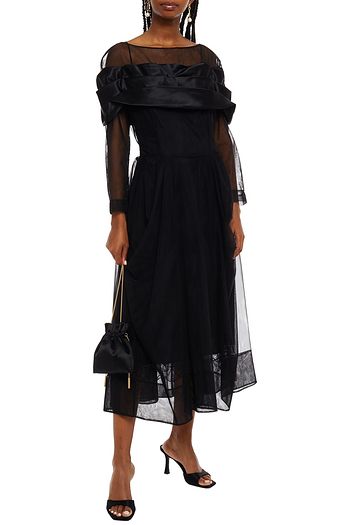 SIMONE ROCHA Silk satin-paneled tulle midi dress