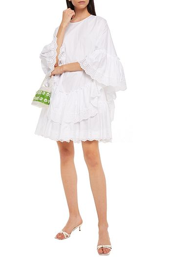 SIMONE ROCHA Oversized ruffled cotton-poplin mini dress