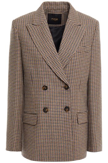 MAJE Double-breasted houndstooth jacquard blazer