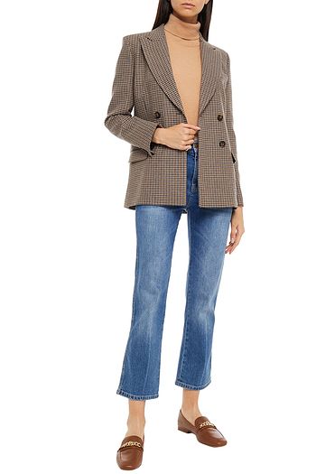 MAJE Double-breasted houndstooth jacquard blazer