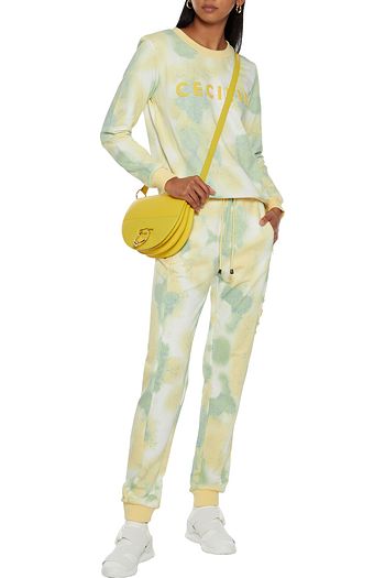 CECILIE COPENHAGEN Ramone appliquéd tie-dyed French cotton-terry track pants