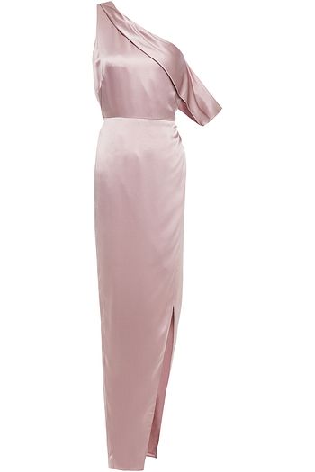 MICHELLE MASON One-shoulder draped silk-charmeuse gown