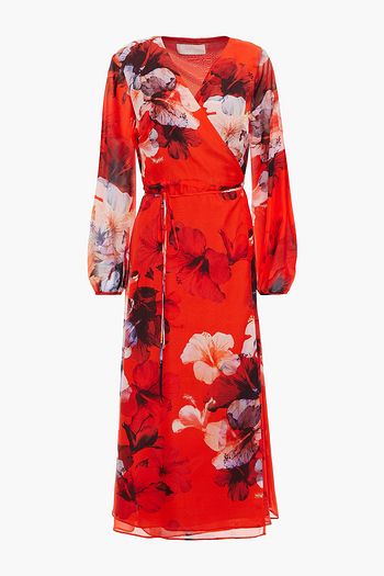 MICHELLE MASON Floral-print silk-chiffon midi wrap dress