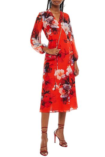 MICHELLE MASON Floral-print silk-chiffon midi wrap dress