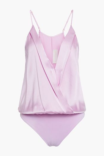 MICHELLE MASON Wrap-effect silk-charmeuse bodysuit