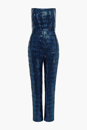 MICHELLE MASON Strapless sequined mesh jumpsuit