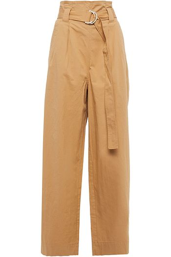 GANNI Hose mit weitem Bein aus Popeline aus einer Baumwollmischung mit Gürtel