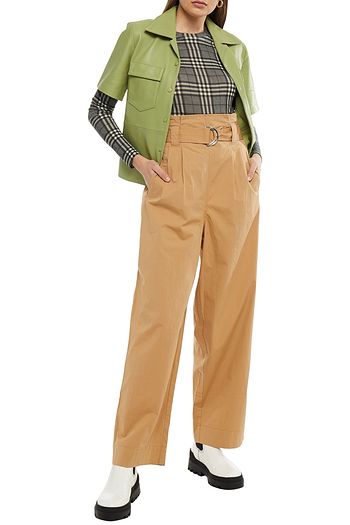 GANNI Hose mit weitem Bein aus Popeline aus einer Baumwollmischung mit Gürtel