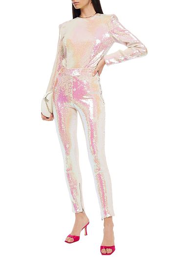 BALMAIN Eng geschnittene Hose aus changierendem Webstoff mit Pailletten