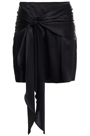 MICHELLE MASON Knotted draped silk-charmeuse mini skirt