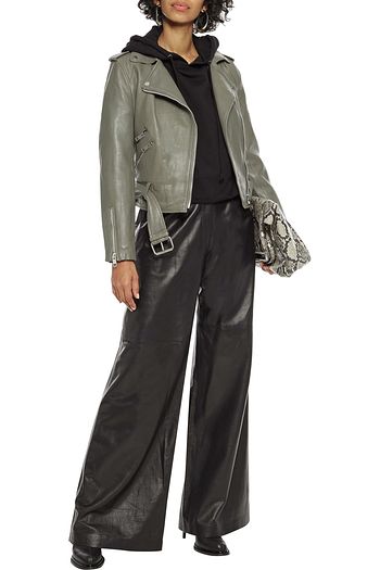 WALTER BAKER Allison cropped leather biker jacket
